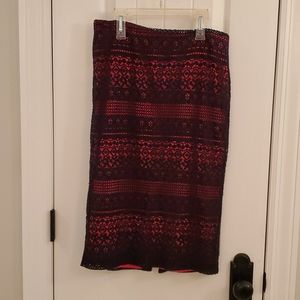 Hot pink/black cotton/nylon/polyester skirt